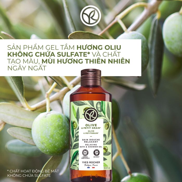 Sữa Tắm Thư Giãn Yves Rocher Hương Oliu Bath & Shower Gel Olive & Petit Grain 400ML