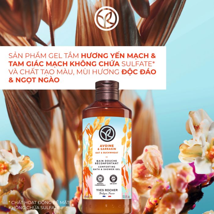 Sữa Tắm Dưỡng Ẩm Yves Rocher Từ Yến Mạch & Gạo Lứt Bath & Shower Gel Oat & Buckwheat 400ML