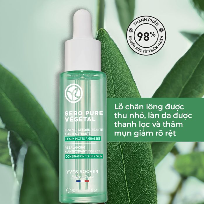 Serum Tinh Chất Giúp Giảm Mụn Thu Nhỏ Lỗ Chân Lông Sebo Pure Vegetal Rebalancing Antioxidant Essence Combination 30Ml