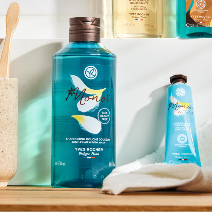 Tắm Gội 2 Trong 1 Yves Rocher Dịu Nhẹ Hương Hoa Tiaré MONOI Chai 400ML