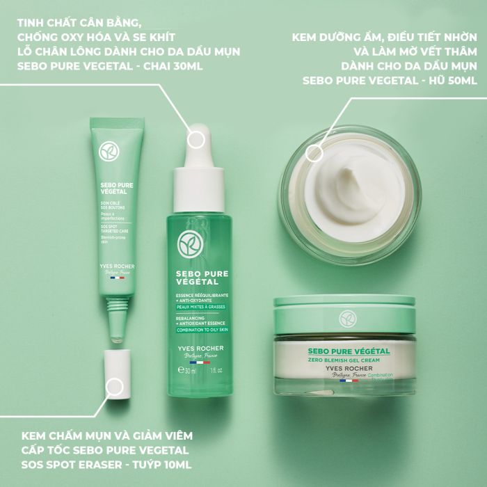 Serum Tinh Chất Giúp Giảm Mụn Thu Nhỏ Lỗ Chân Lông Sebo Pure Vegetal Rebalancing Antioxidant Essence Combination 30Ml