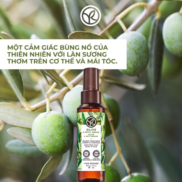 NATURE BATH PERFUMED MIST BODY & HAIR OLIVE & PETIT GRAIN SPRAY BOTTLE 100ML