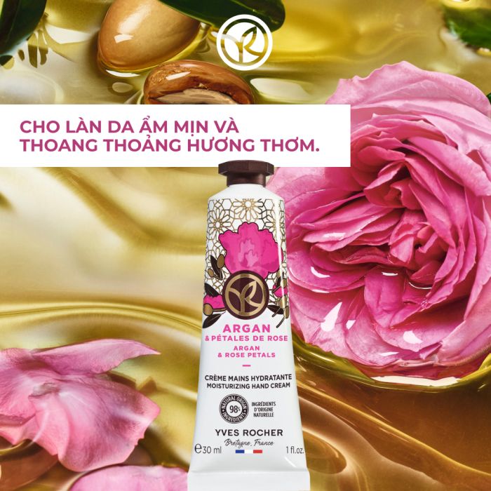 Kem Dưỡng Da Tay Yves Rocher Hương Hoa Hồng & Tinh Dầu Argan Hand Cream Argan & Rose Petals 30ML