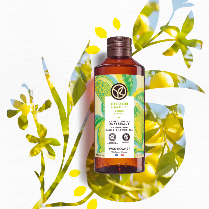 Sữa Tắm Dạng Gel Yves Rocher Hương Chanh & Hương Nhu Nature Bath Energizing Bath And Shower Gel Lemon & Basil 400ML
