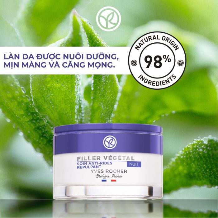 Kem Dưỡng Da Chống Lão Hóa, Giảm Nếp Nhăn Ban Đêm Filler Vegetal Anti-Wrinkles Plumping Night Care Pot 50Ml