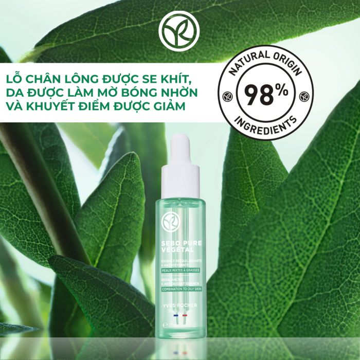 Serum Tinh Chất Giúp Giảm Mụn Thu Nhỏ Lỗ Chân Lông Sebo Pure Vegetal Rebalancing Antioxidant Essence Combination 30Ml