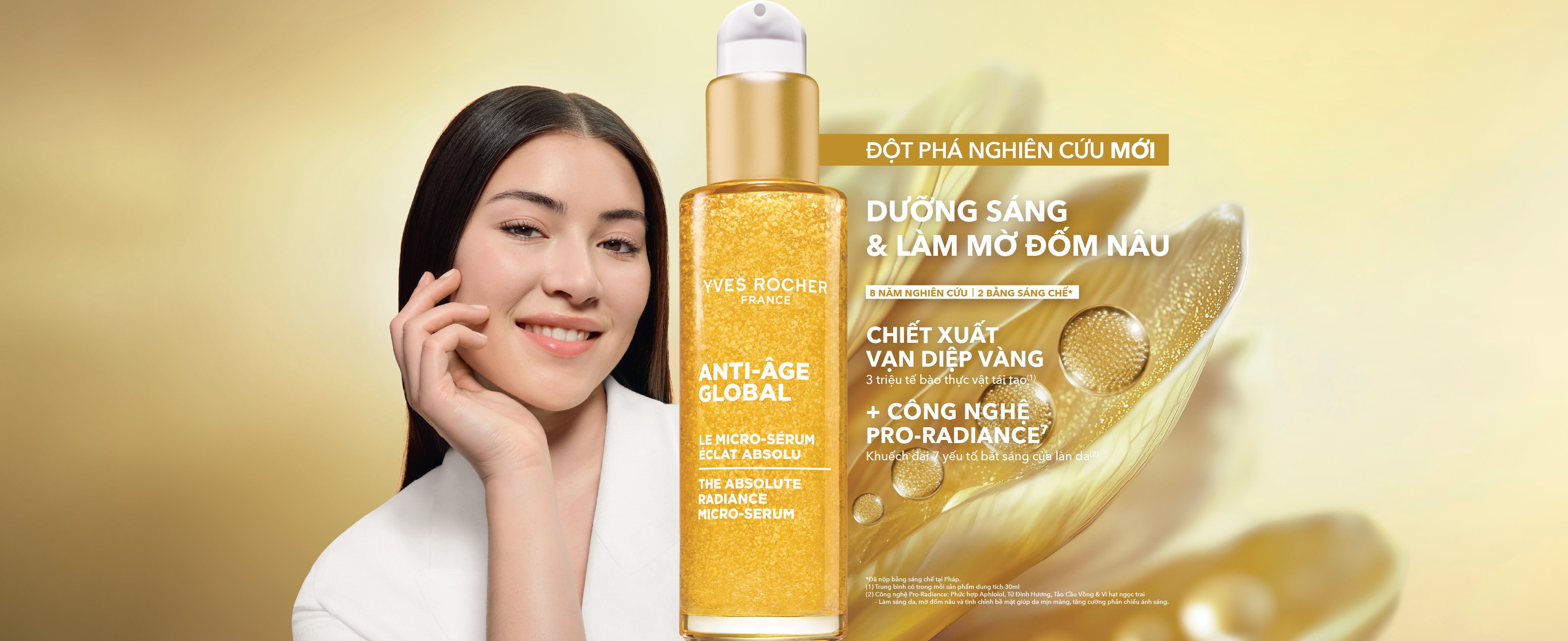 Yves Rocher Anti-Âge Global - The Absolute Radiance Micro-Serum - Dưỡng sáng & làm mờ đốm nâu